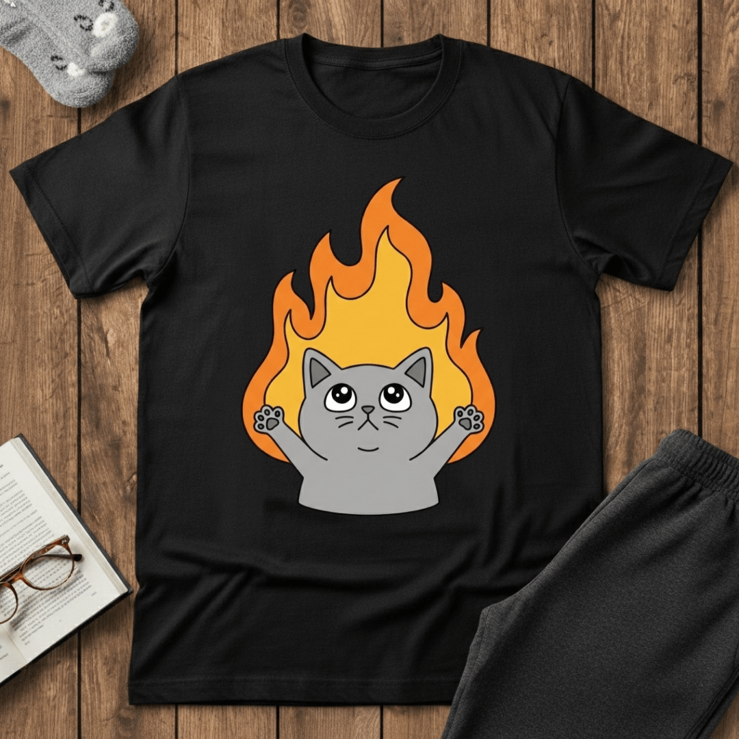 Flaming Chaos Cat T-shirt
