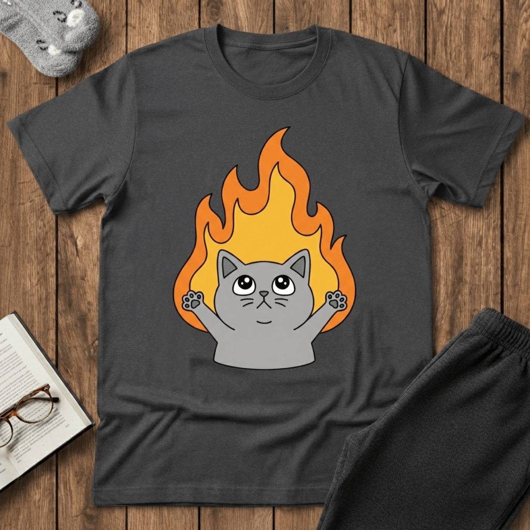 Flaming Chaos Cat T-shirt