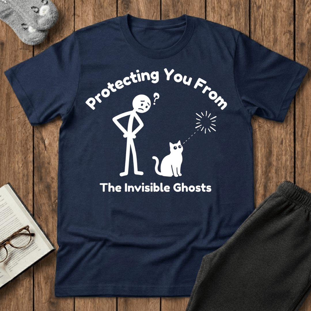 Protecting You From Ghosts Cat T-Shirt
