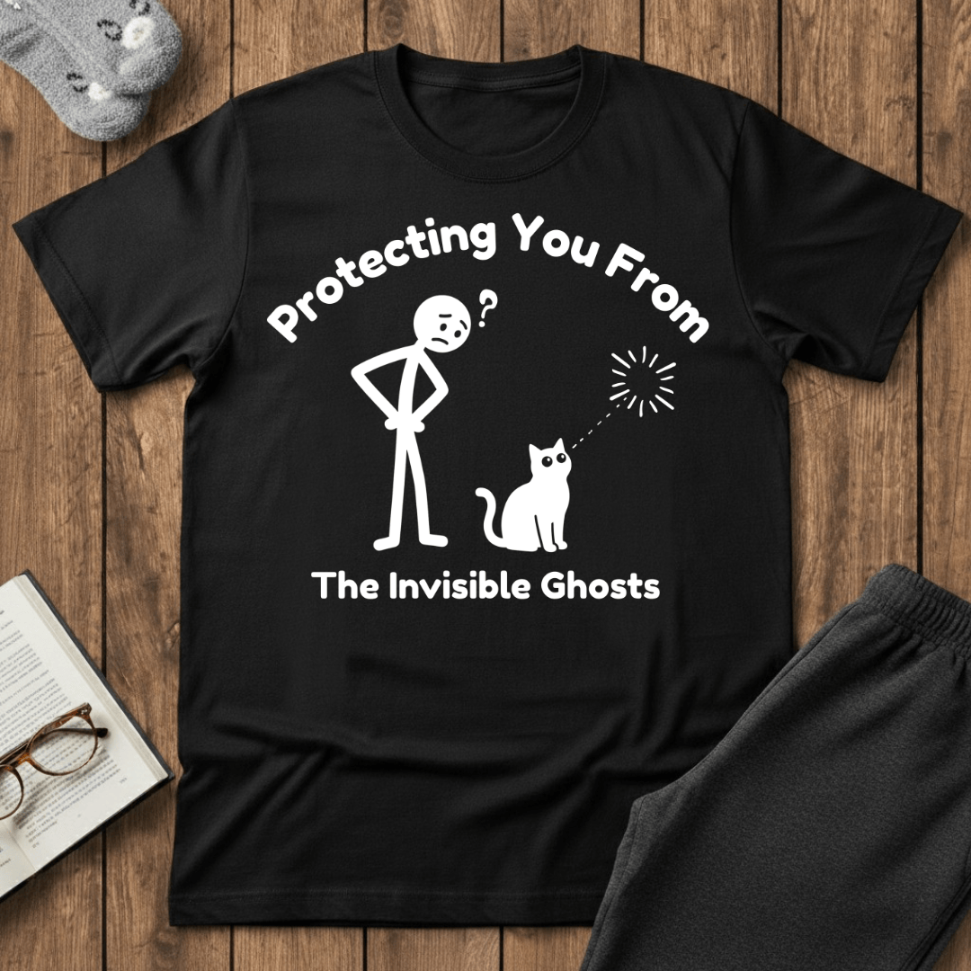 Protecting You From Ghosts Cat T-Shirt
