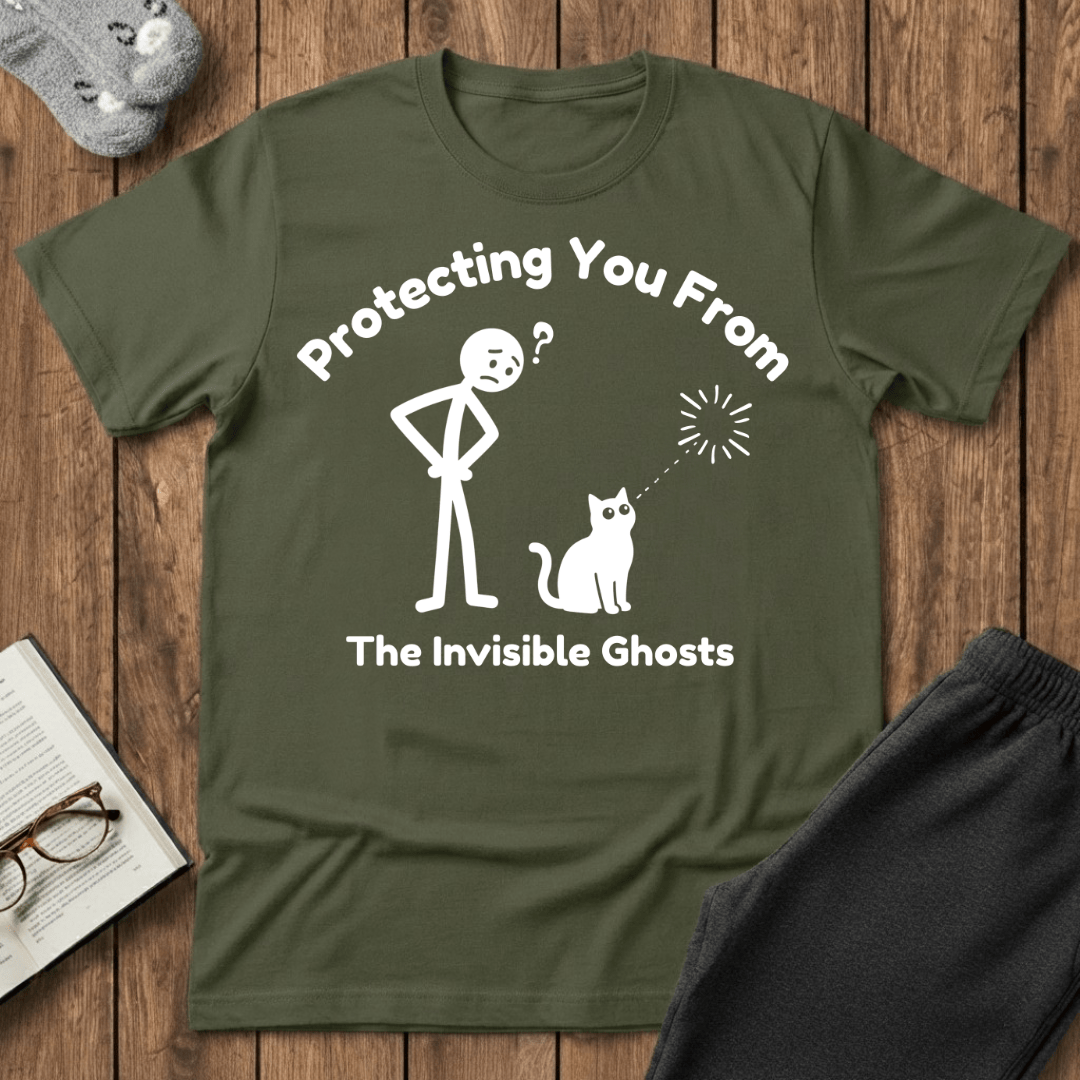 Protecting You From Ghosts Cat T-Shirt