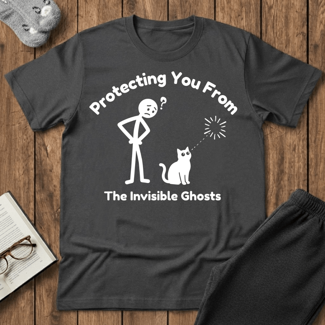 Protecting You From Ghosts Cat T-Shirt