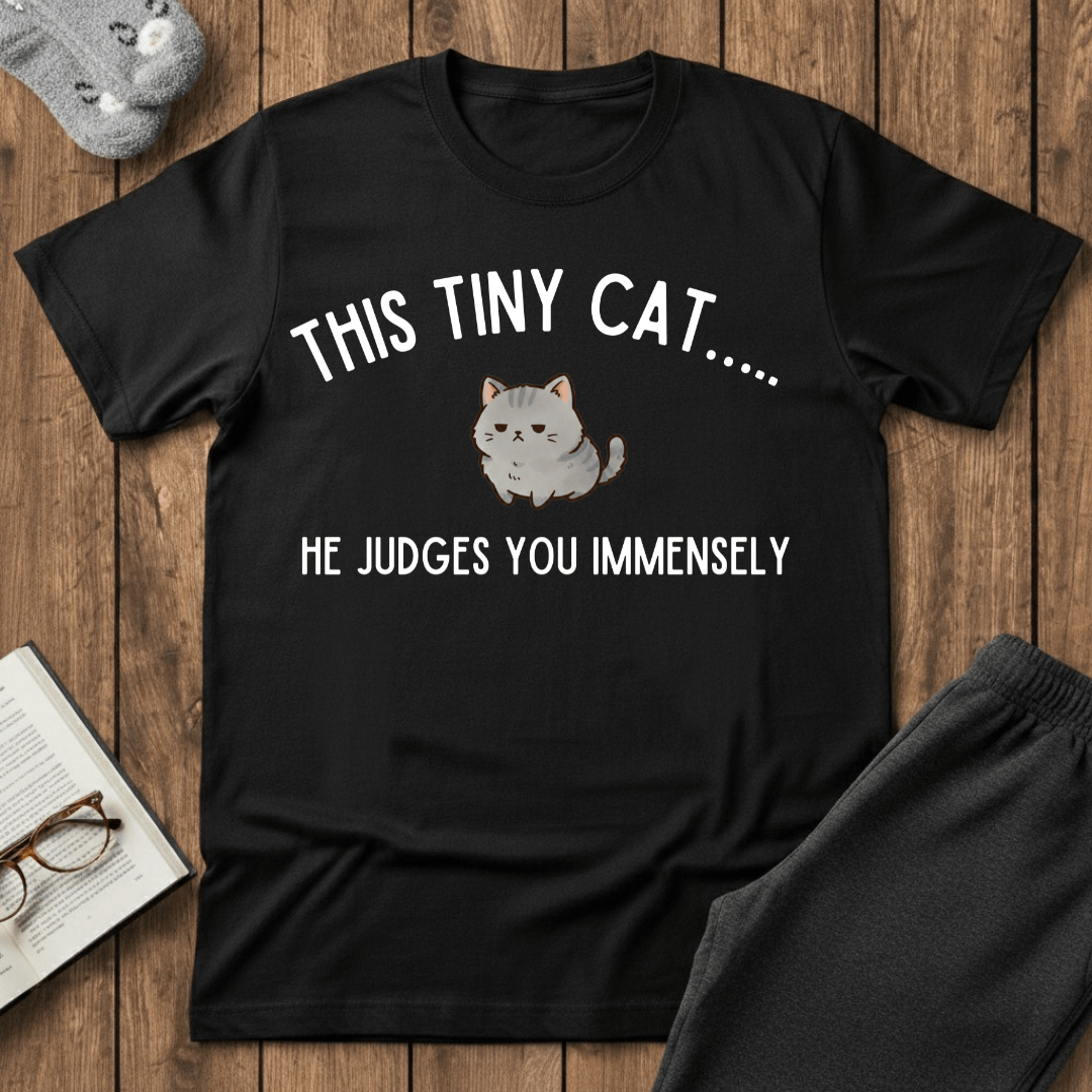 Tiny Judging Cat T-shirt