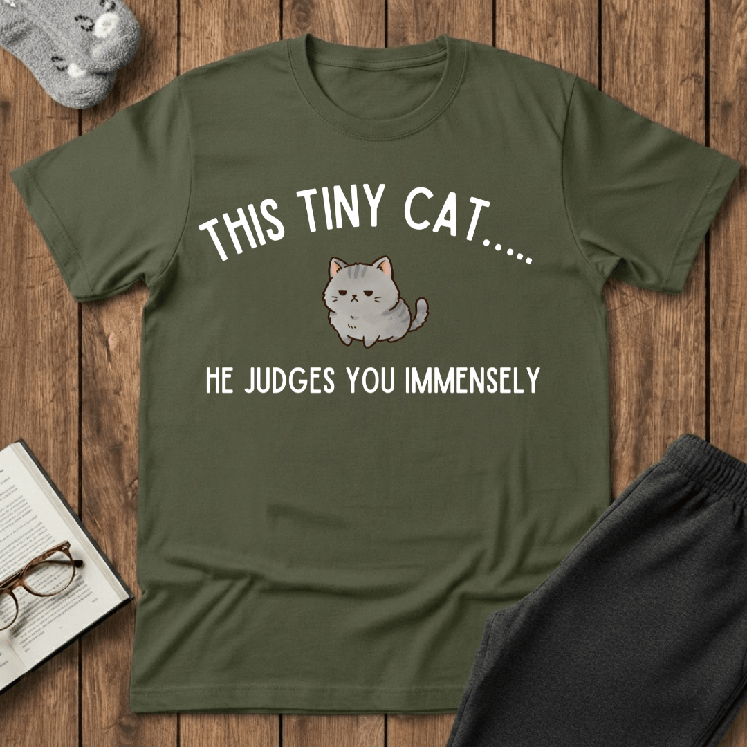 Tiny Judging Cat T-shirt