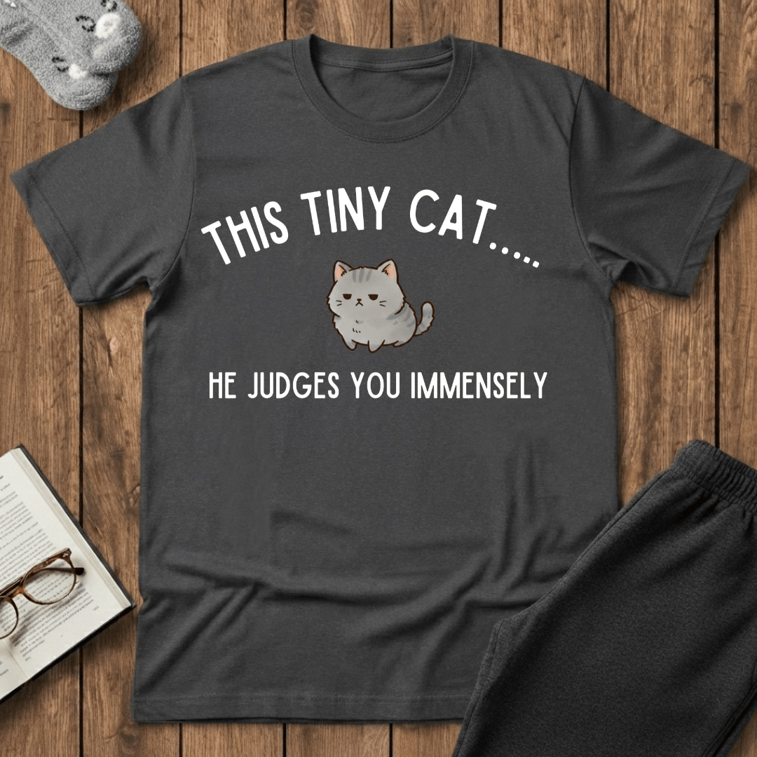 Tiny Judging Cat T-shirt