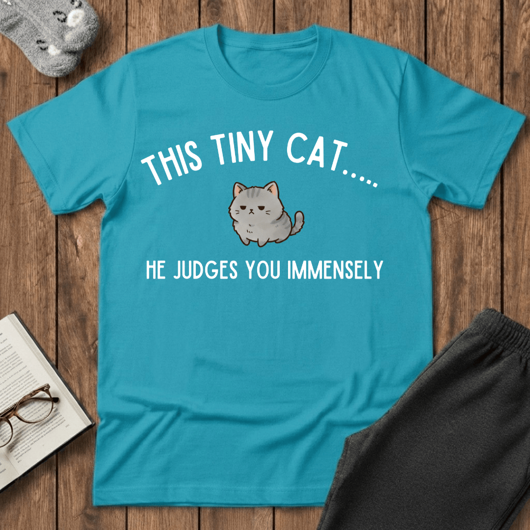 Tiny Judging Cat T-shirt