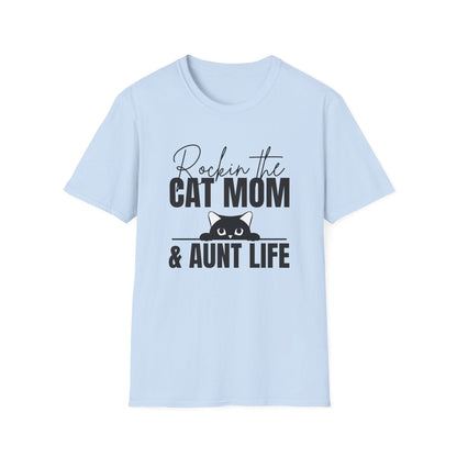 Rockin’ the Cat Mom & Aunt Life T-Shirt