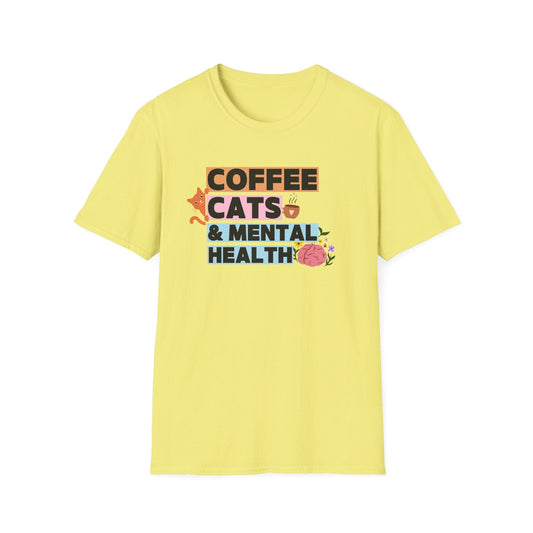 Coffee, Cats & Mental Health T-Shirt