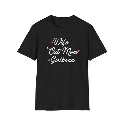 Wife Cat Mom Girlboss T-Shirt