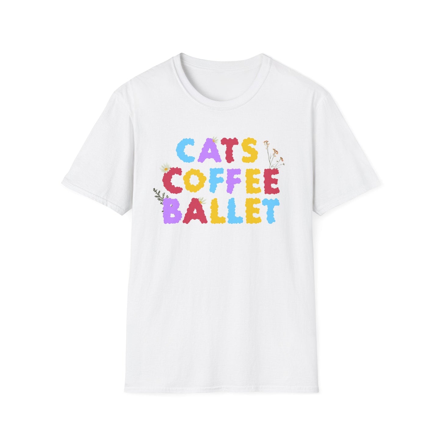 Cats Coffee Ballet Floral T-Shirt