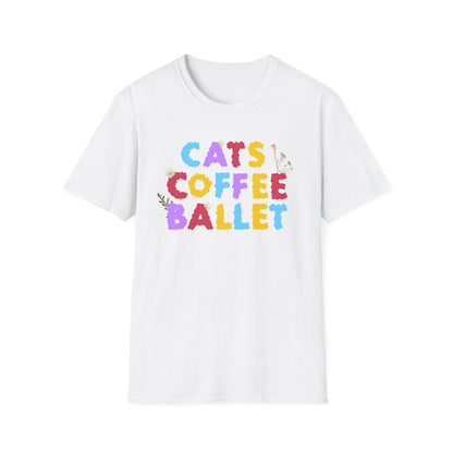 Cats Coffee Ballet Floral T-Shirt