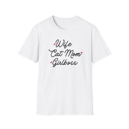 Wife Cat Mom Girlboss T-Shirt