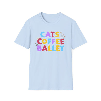 Cats Coffee Ballet Floral T-Shirt