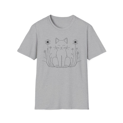 Peaceful Kitty in Wildflowers T-Shirt