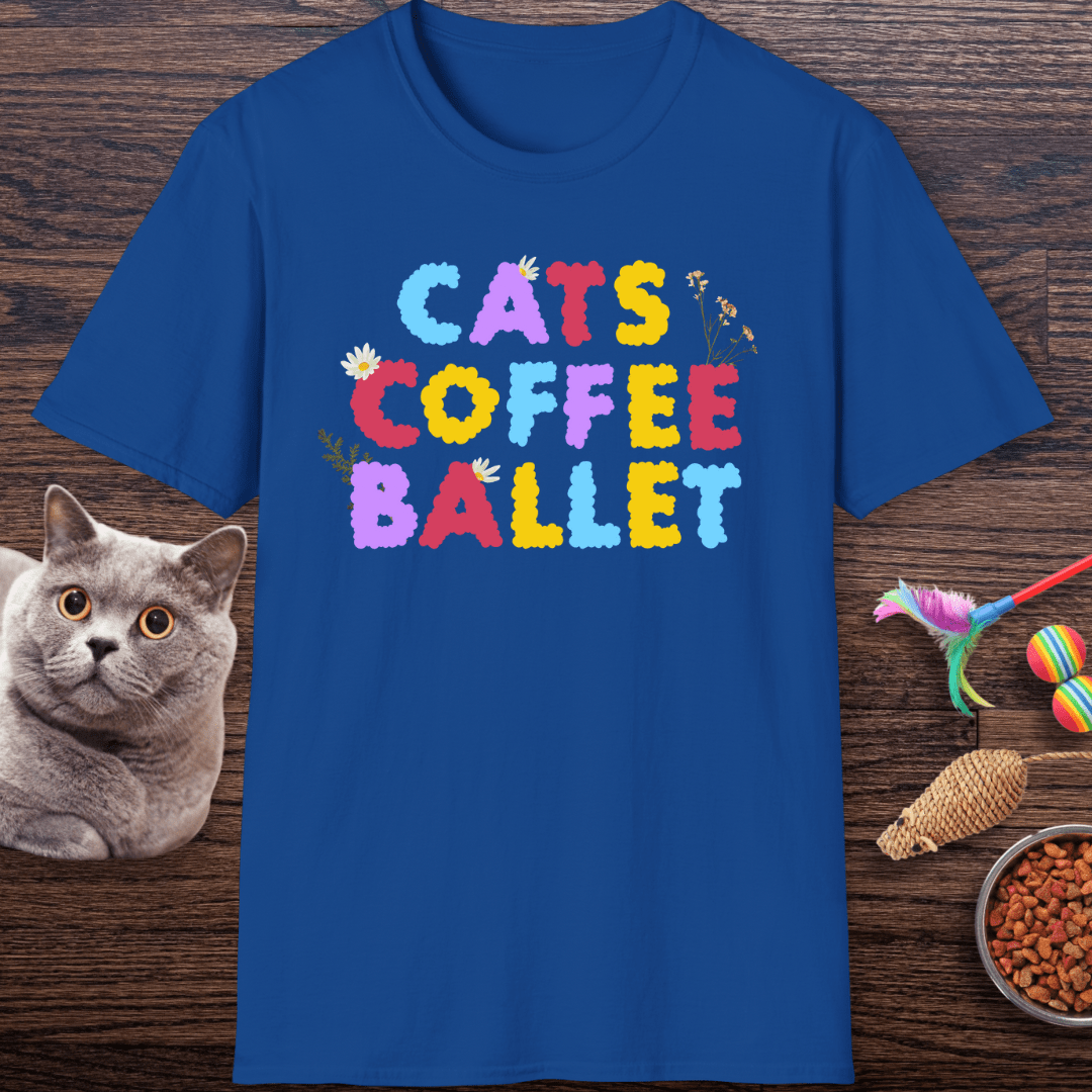 Cats Coffee Ballet Floral T-Shirt