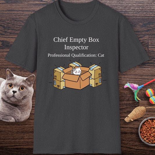 Chief Empty Box Inspector Cat T-Shirt
