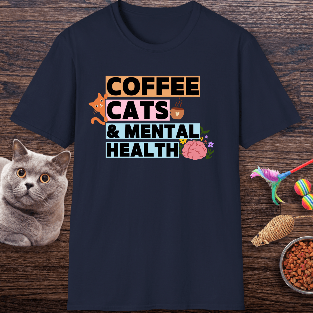 Coffee, Cats & Mental Health T-Shirt