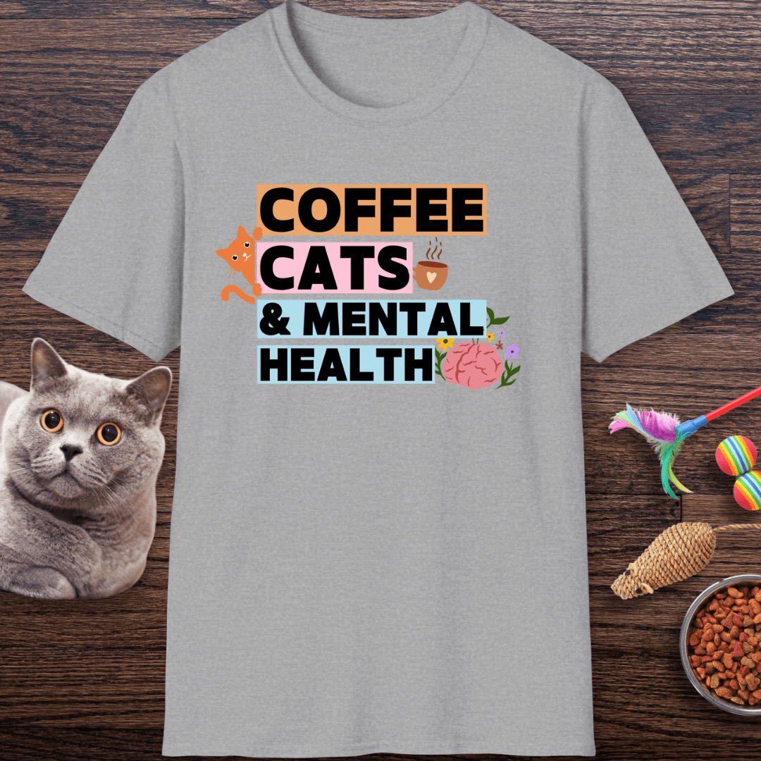 Coffee, Cats & Mental Health T-Shirt