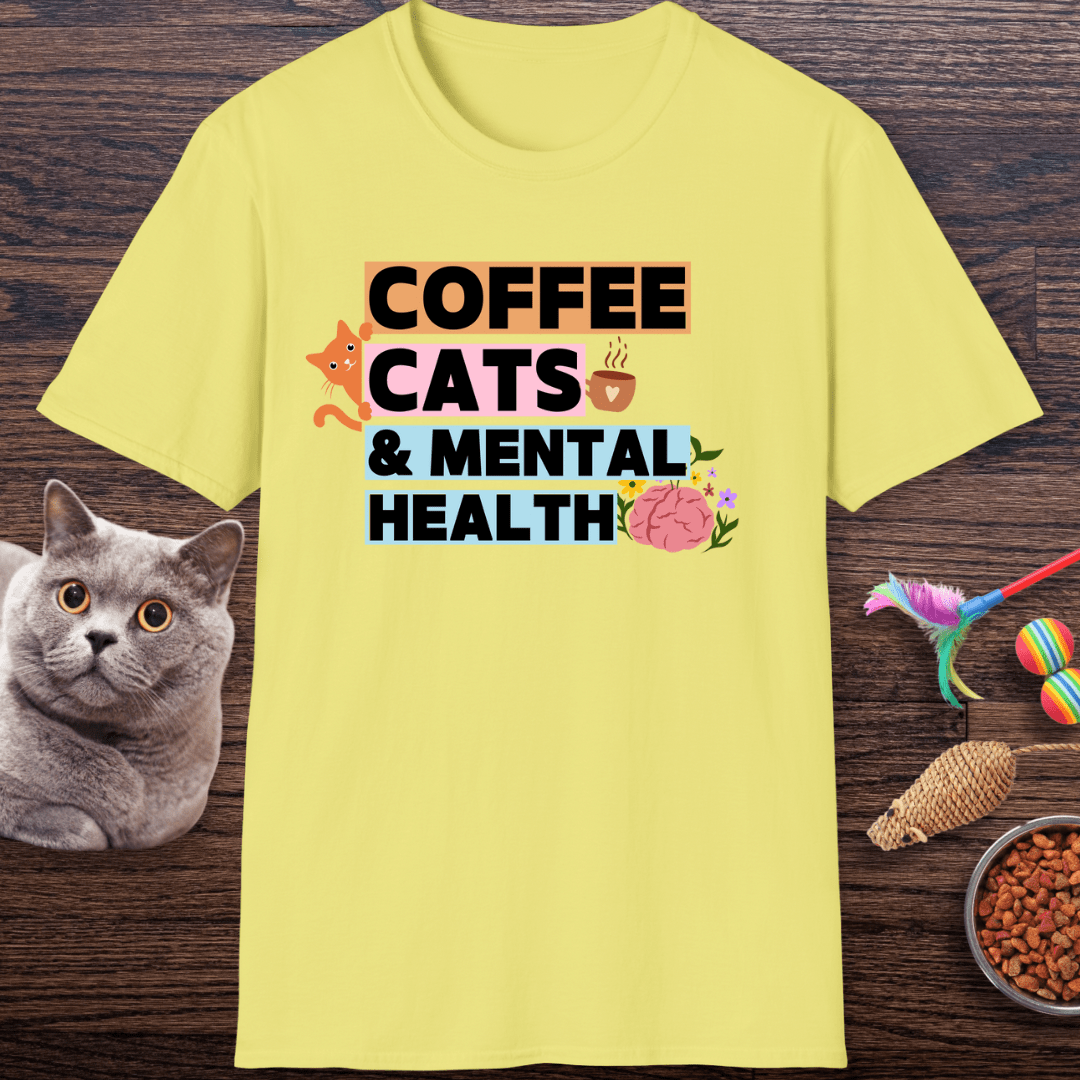 Coffee, Cats & Mental Health T-Shirt