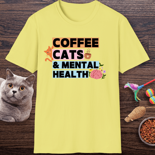 Coffee, Cats & Mental Health T-Shirt