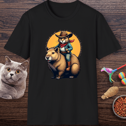 Cowboy Cat Riding Capybara T-Shirt