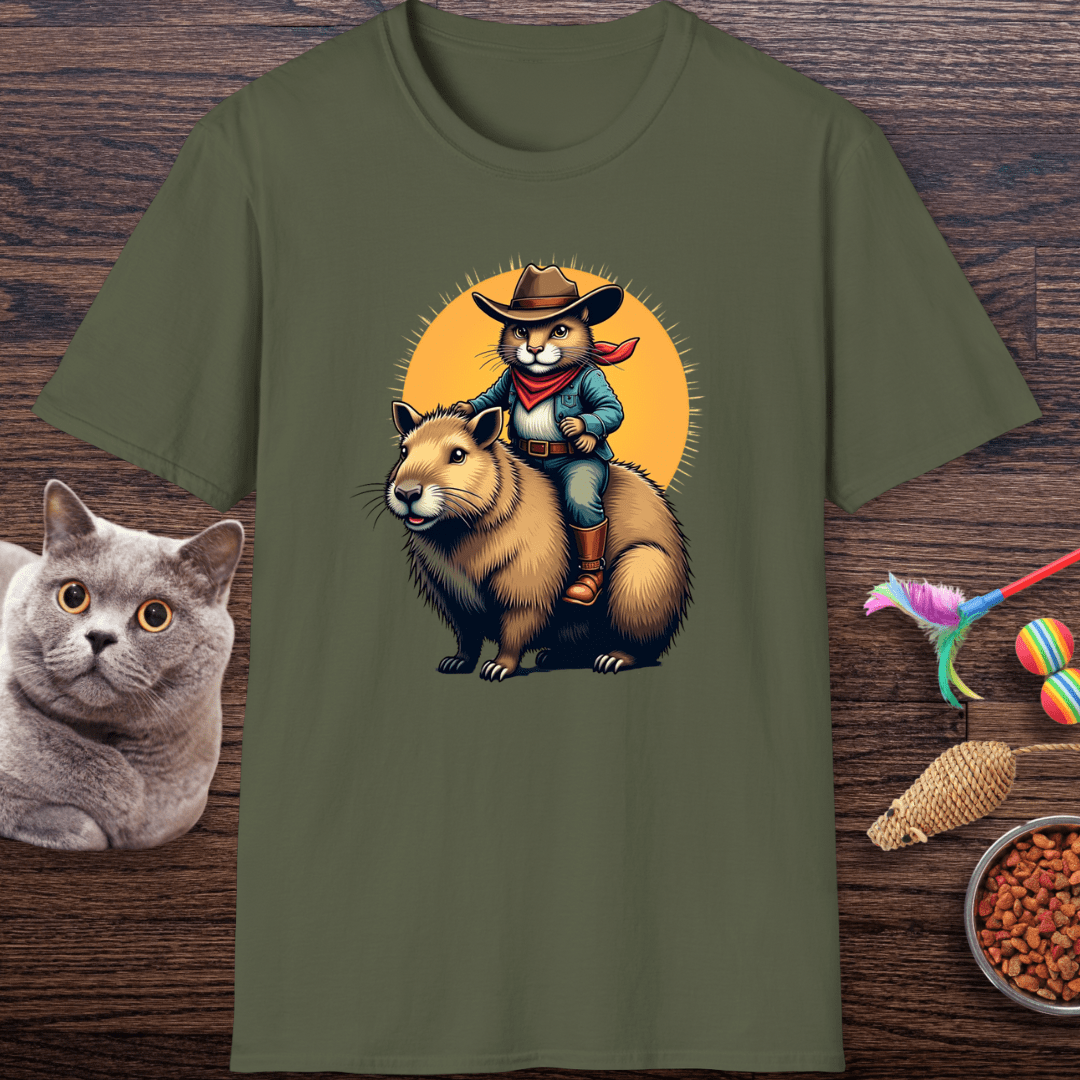 Cowboy Cat Riding Capybara T-Shirt