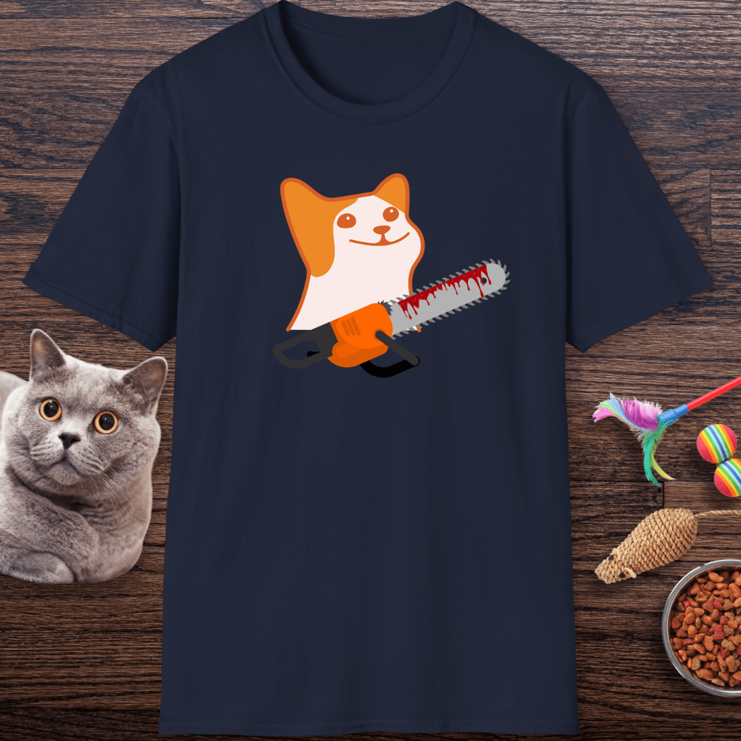 Creepy Cat With Chainsaw T-Shirt