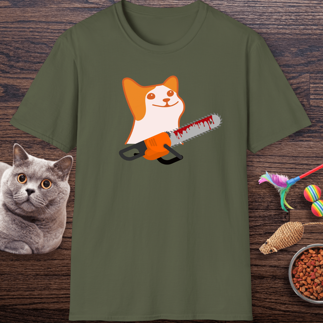 Creepy Cat With Chainsaw T-Shirt