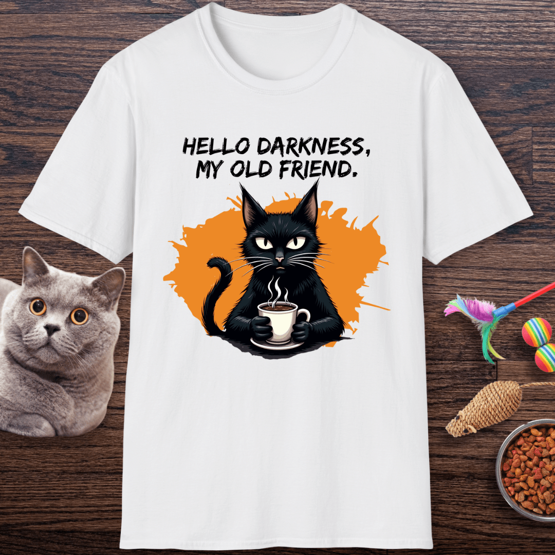 Hello Darkness, My Old Friend (Coffee Cat) T-Shirt