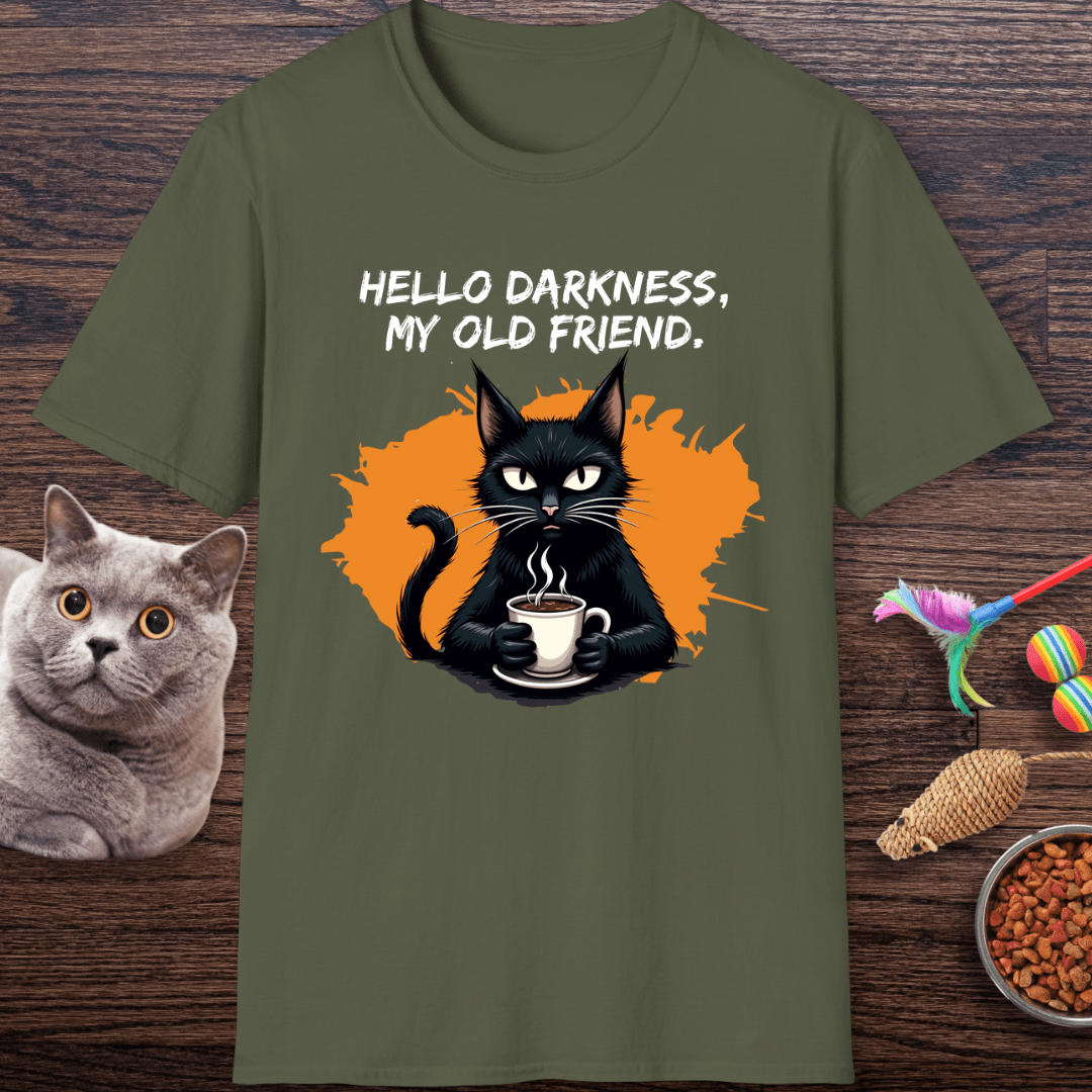 Hello Darkness, My Old Friend (Coffee Cat) T-Shirt