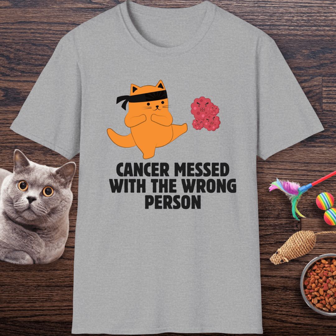 Cancer Messed With the Wrong Person Ninja Cat T-Shirt