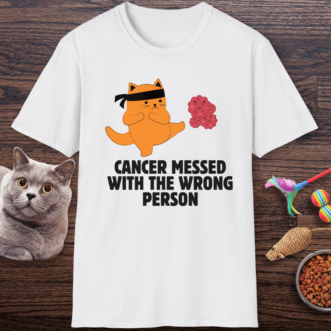 Cancer Messed With the Wrong Person Ninja Cat T-Shirt