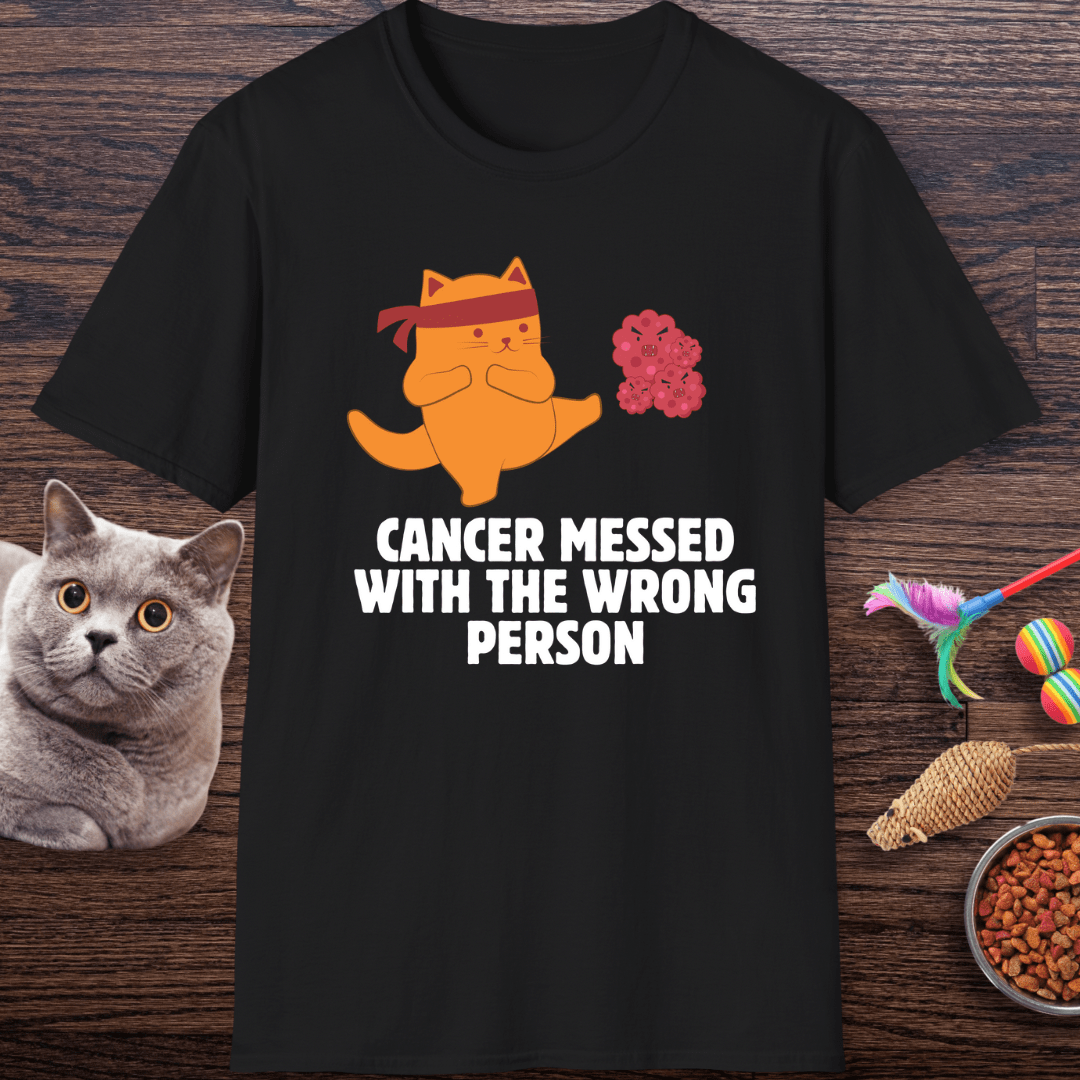 Cancer Messed With the Wrong Person Ninja Cat T-Shirt