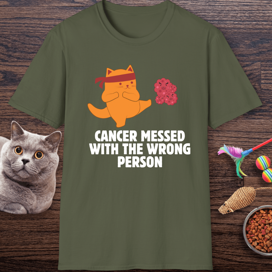 Cancer Messed With the Wrong Person Ninja Cat T-Shirt