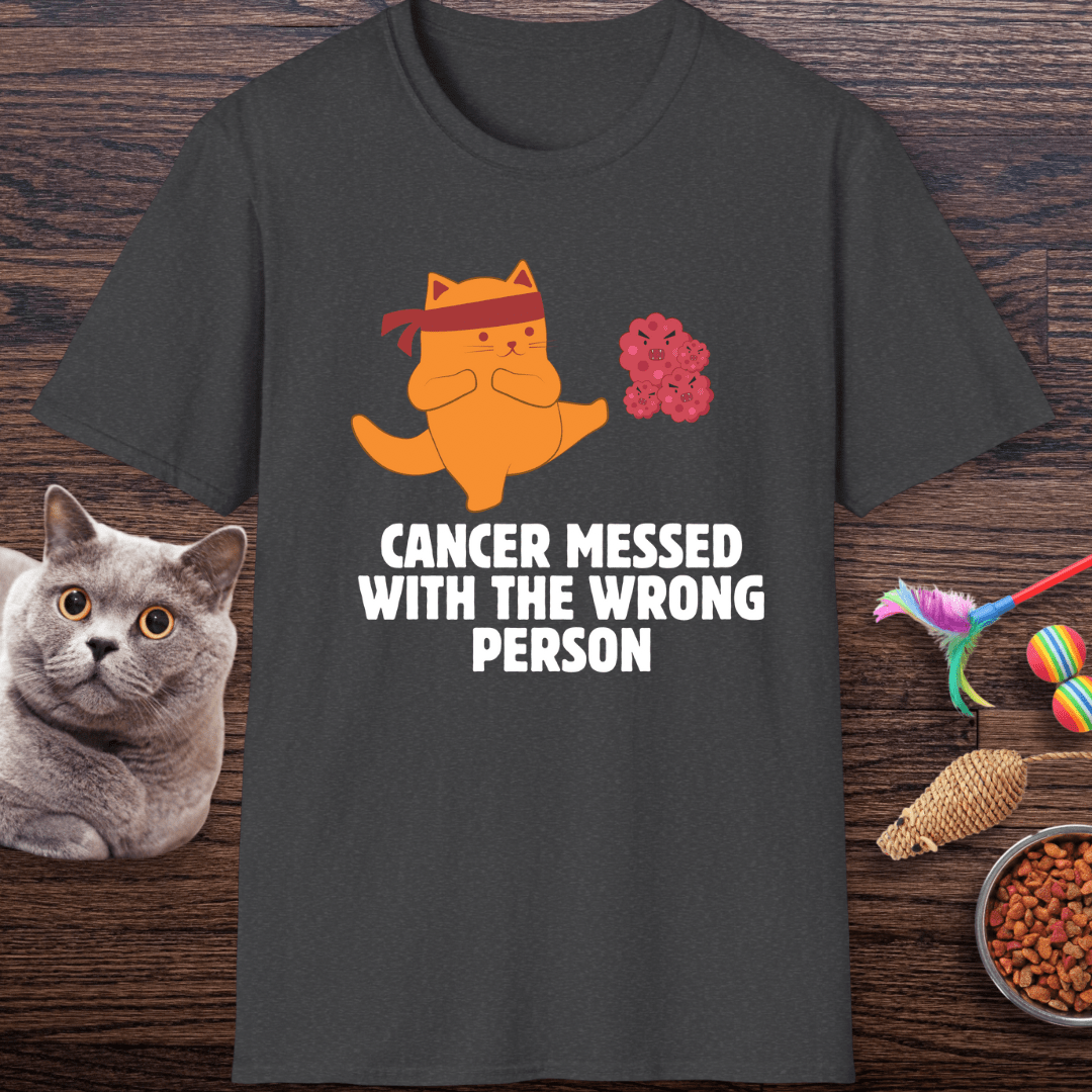 Cancer Messed With the Wrong Person Ninja Cat T-Shirt
